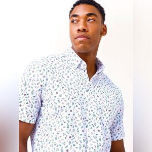 Set The Bar Printed Intercoastal Short Sleeve Button-Down Shirt size XXL